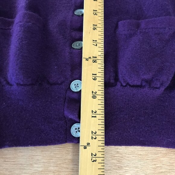 Ralph Lauren Sport 100% Merino Wool Cardigan Women M Purple Button Up Pocket - Picture 6 of 13